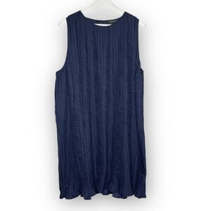 Banana Republic Blue Dot Sleeveless Pleated Lightweight Dress Womens Size XL NWT